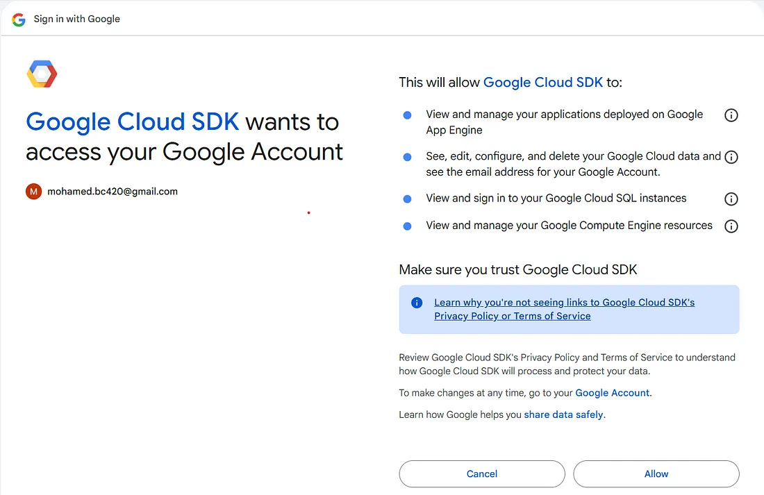 Figure 10: Google OAuth consent page