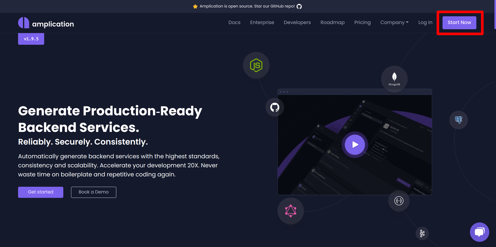 Amplication homepage
