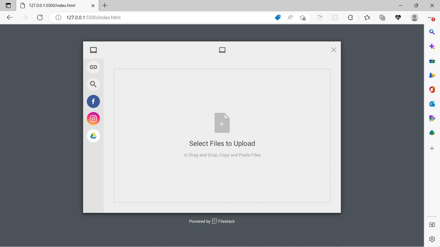 Filestack's file picker dialog