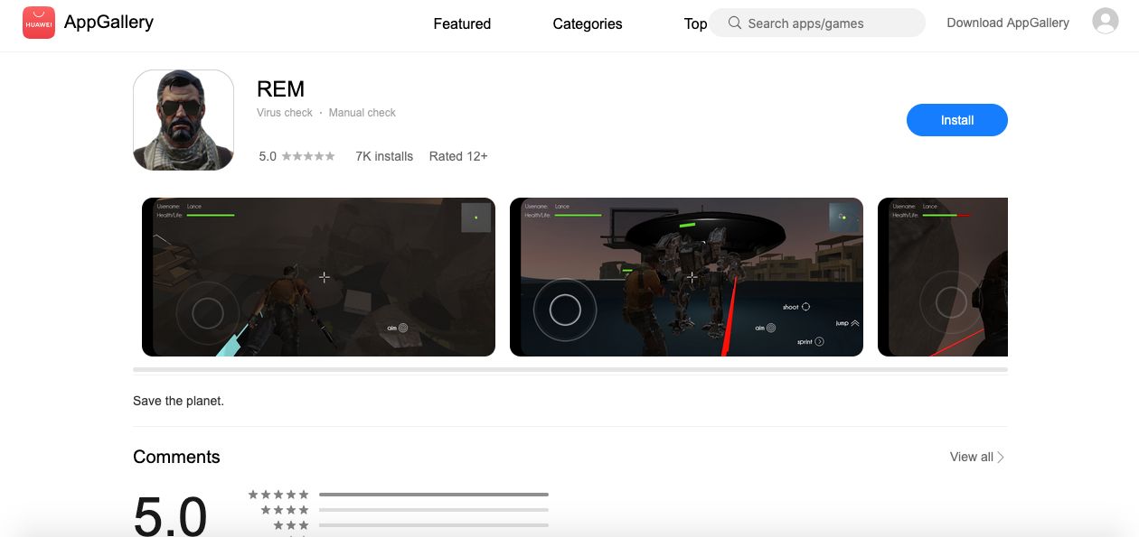 REM (Rapid Eye Movement) listed on Huawei AppGallery.