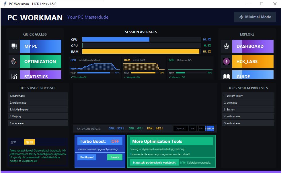 PC_Workman 1.5.7 - Expanded View Mode