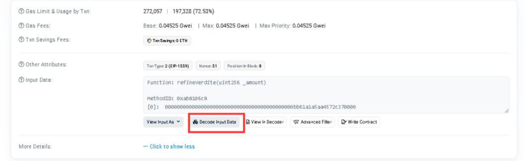 Raw input data and its decoded version