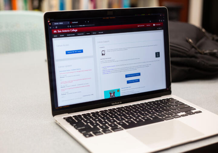 Mt. SAC students use Canvas to communicate with their professors and peers, complete assignments, and monitor their grades. Every action they take in the program is logged. Credit: Susanica Tam