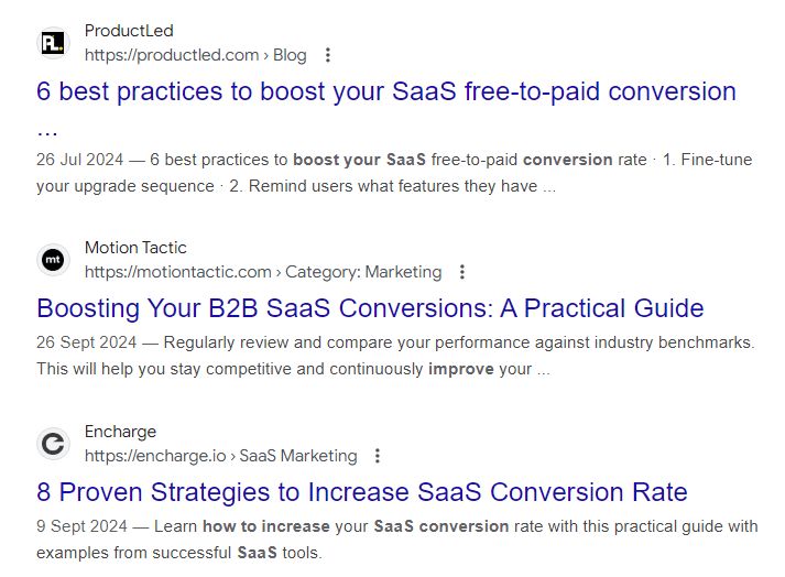 Google SaaS conversion result