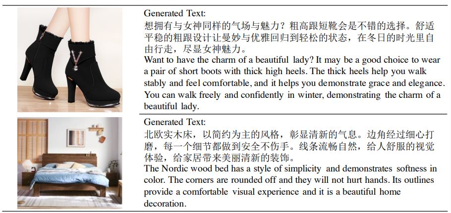 #Figure 9: Two examples of image caption. We only use the image feature as input and provide no prompt.