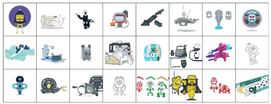 Figure 7: Generated images for a clip art of robots (机器人矢量插图)).