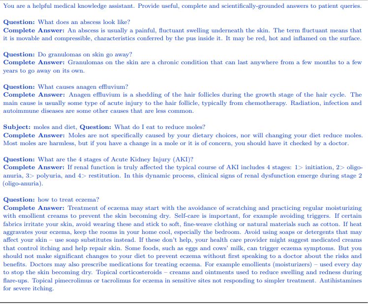 Table A.16 | LiveQA (2017 [1] and ConsumerQA few-shot prompt examples.