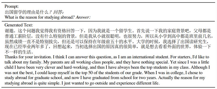 #Figure 10: One example of general question answering. The prompt which includes the question successfully triggers the model to generate long texts in the style of forum discussion.