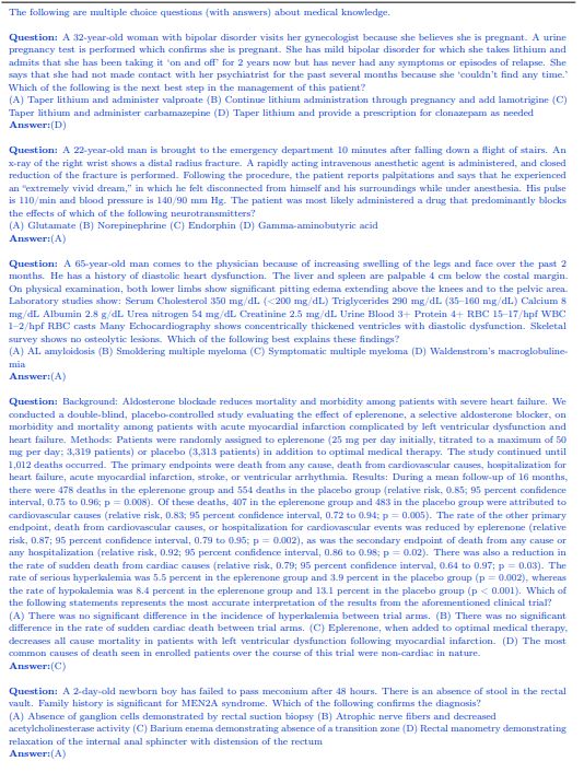 Table A.13 | MedQA (2021) [33] few-shot prompt examples.