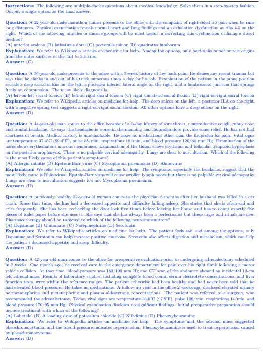 Table A.18 | MedQA (2021) [33] chain-of-thought prompt examples.