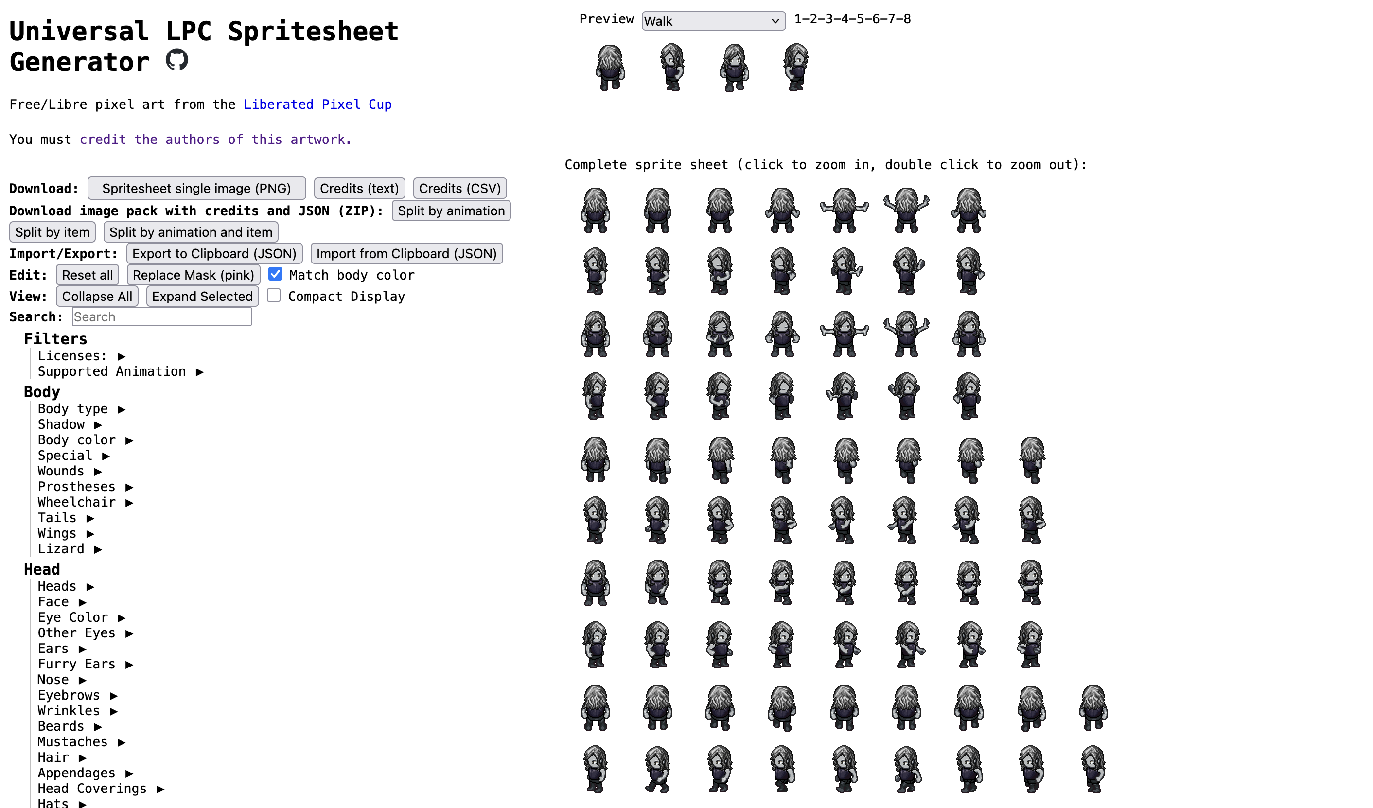 Universal LPC Spritesheet Generator