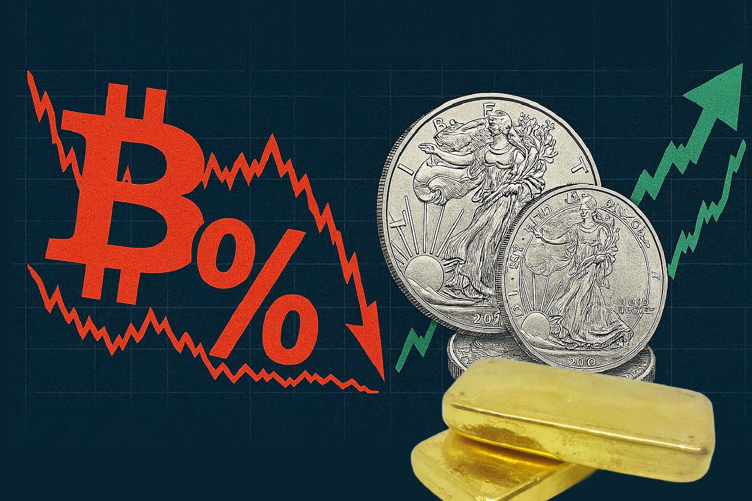 Gold and Silver Soar as Bitcoin’s “Uptober” Turns into a Crash