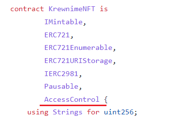 NFTStore is granted the MINTER role of its associated contract, so it has the responsibility of minting the NFT