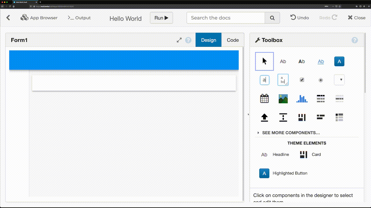 Dragging and dropping a Button component