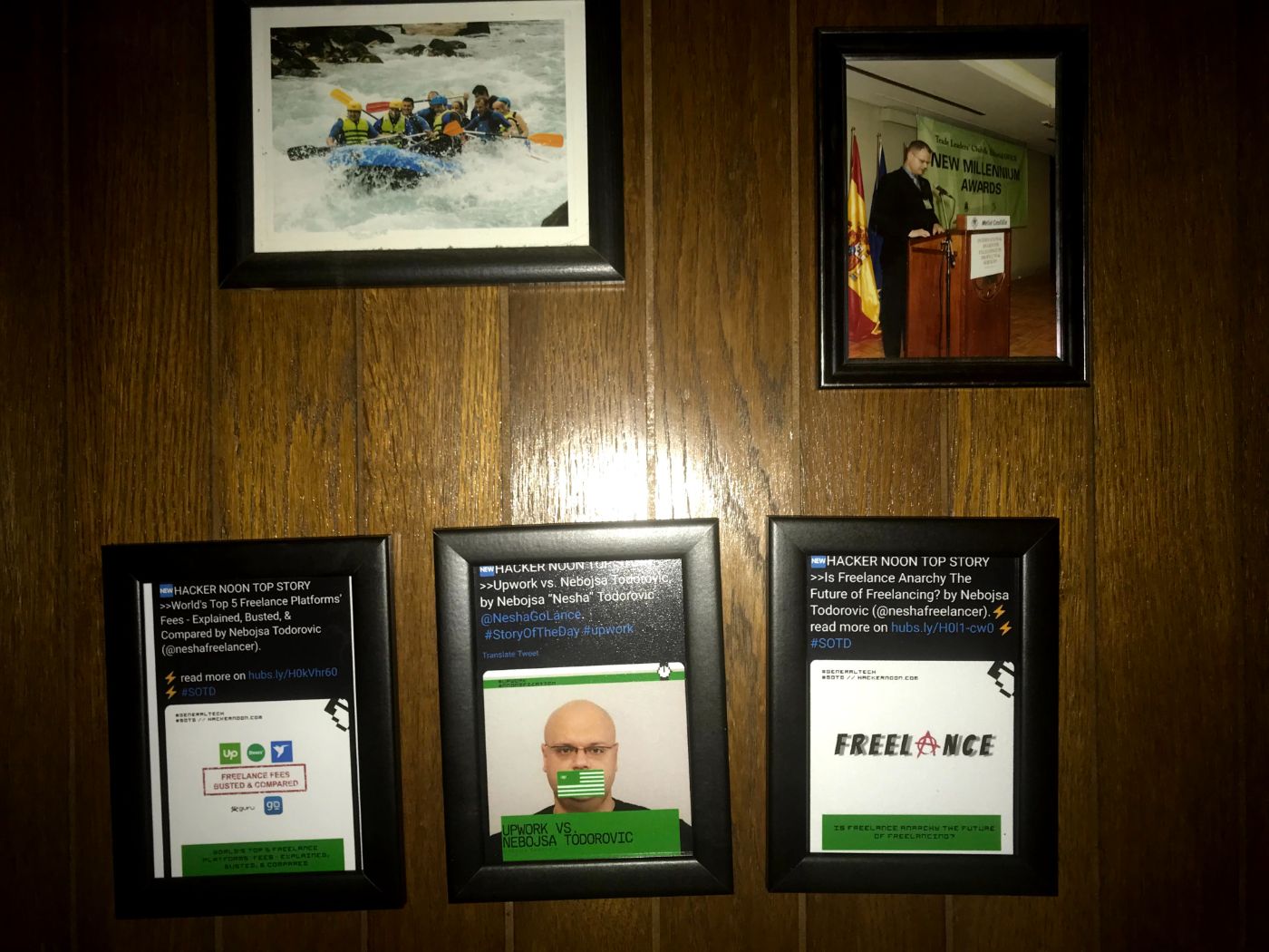 The wall of fame and freelance history.