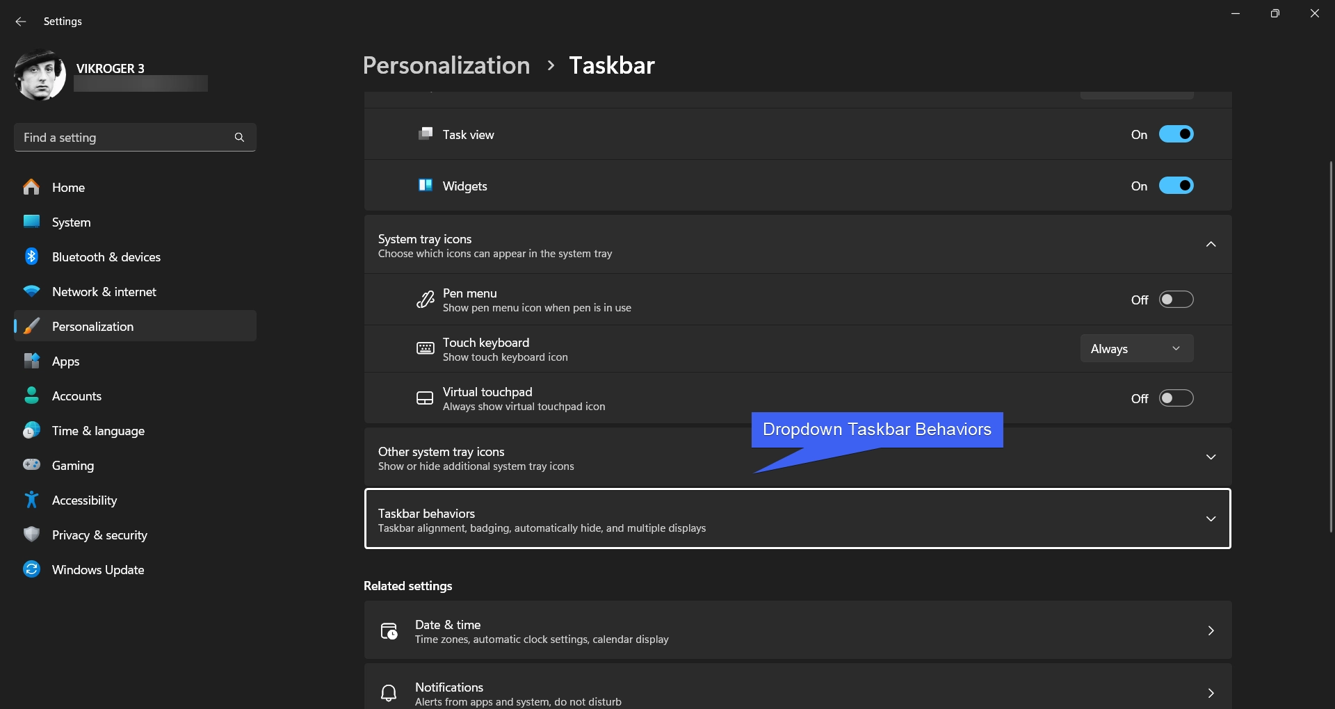 Expand Taskbar Behaviors