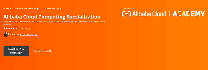 Alibaba Cloud Computing Specialization from Alibaba Cloud Academy
