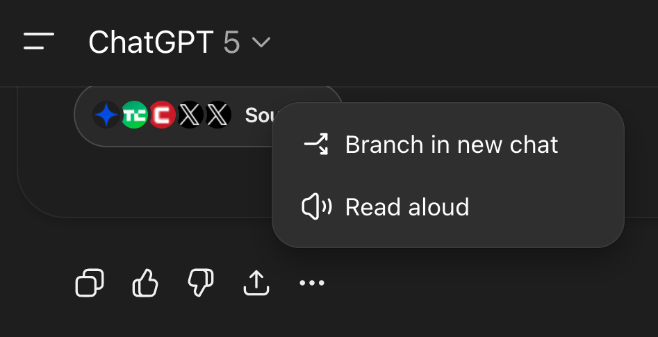 Git for Conversations: ChatGPT5 Debuts "Branch in a New Chat" 