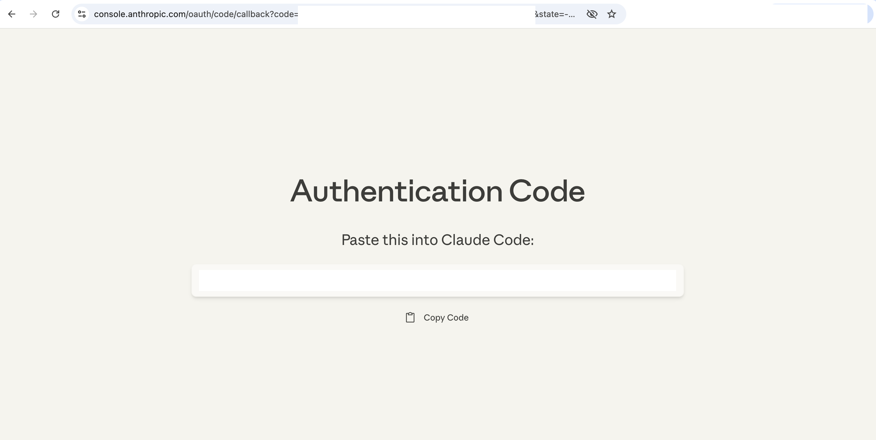Copy code provided in browser to paste into console