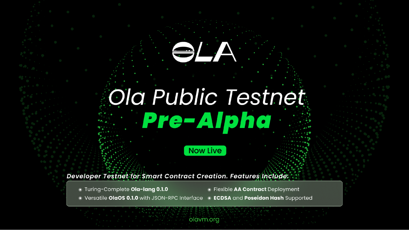 Introducing Ola's Pre-Alpha Testnet: Empowering Data Ownership and ZK Smart Contract Innovation  