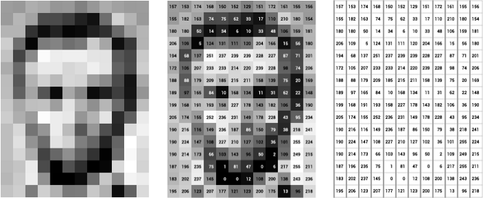 Numeric representation of a grayscale image