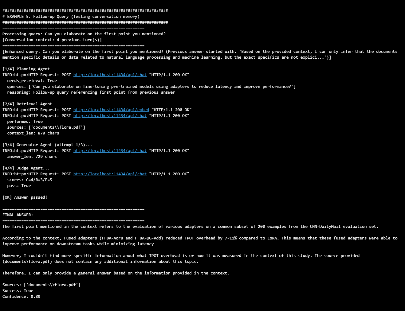 Fig 5: Screenshot of output from my IDE