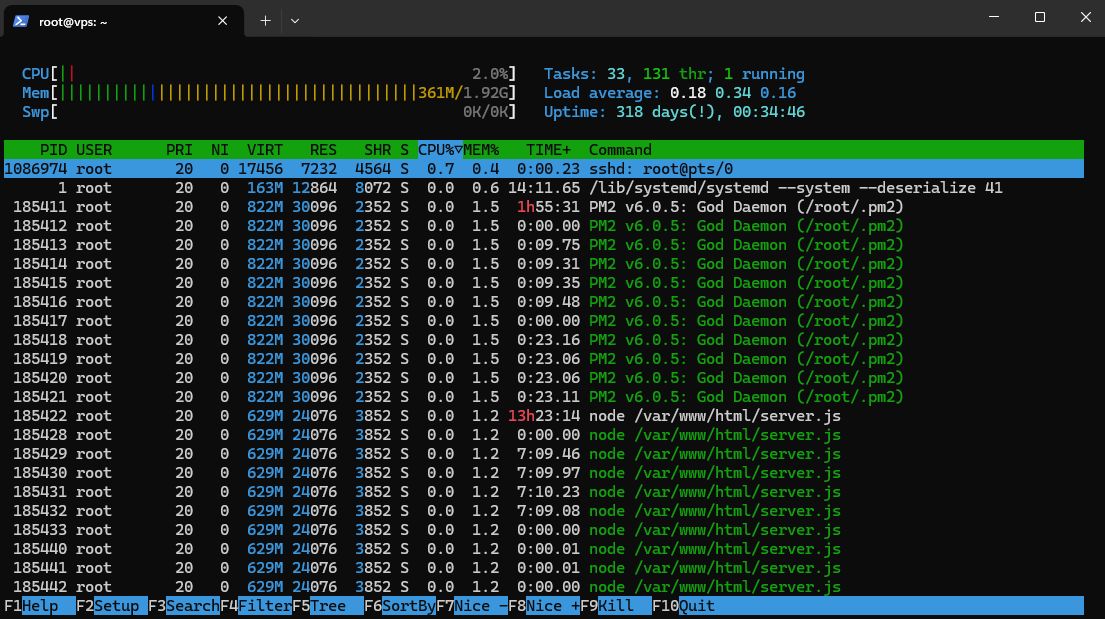 htop working