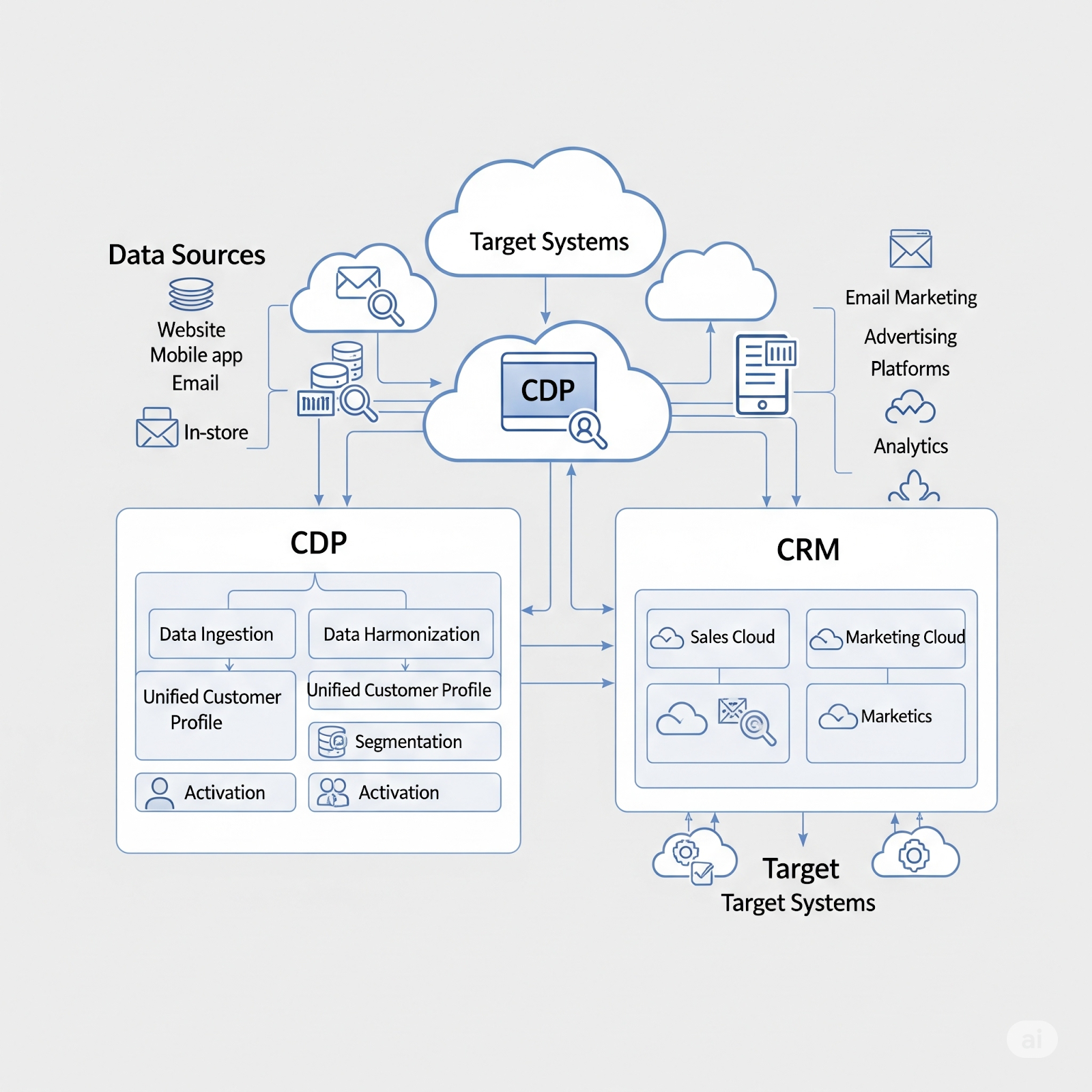 A Simple CRM and CDP architecture