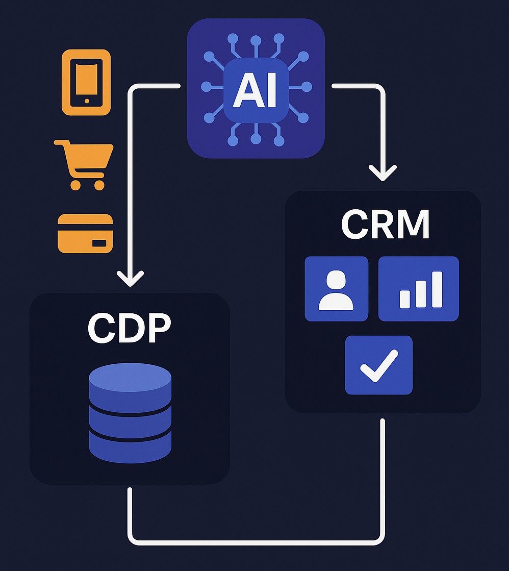 AI-generated image: CDP & CRM powered by AI prediction models