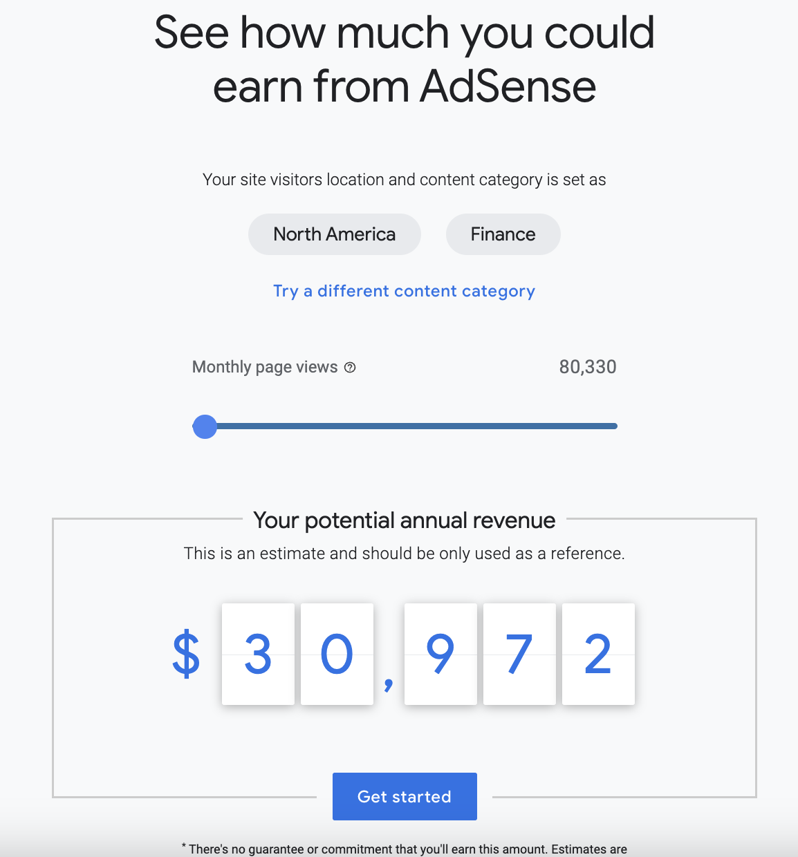 Adsense estimate for Coinchefs traffic of ~80,000 visits