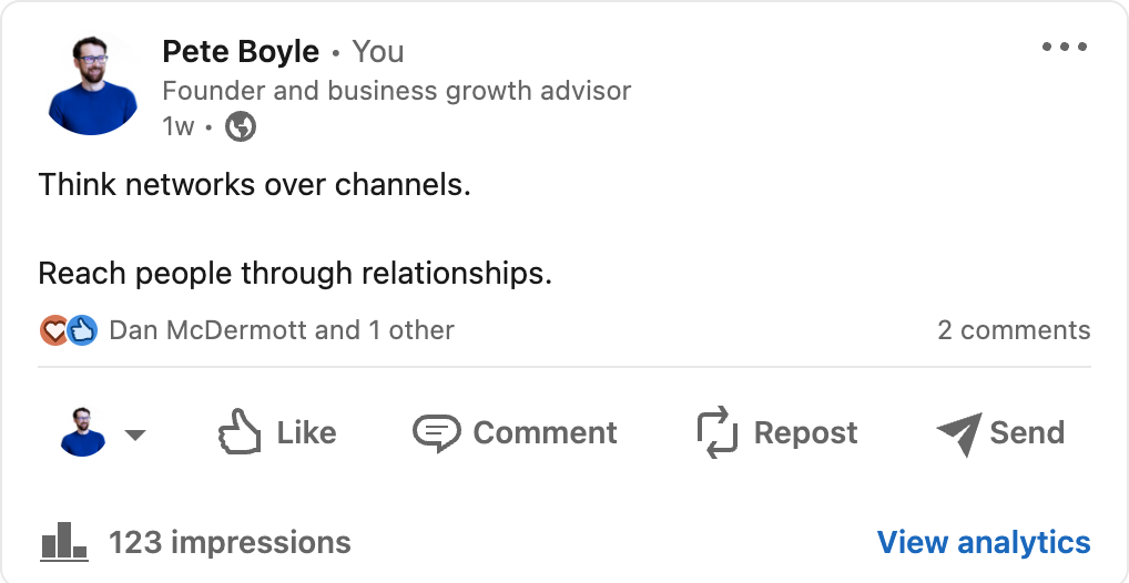 An example X / Twitter post written by AI