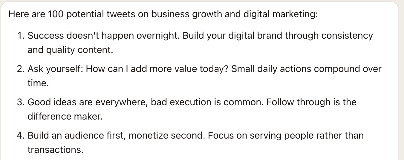 Example posts from AI social media marketing campaign