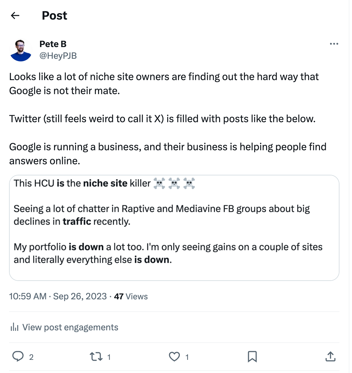 An example of a non-ai written social post