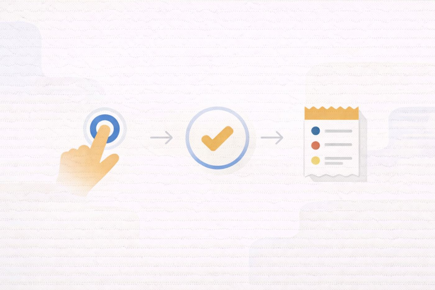 Visual representation of a trust-focused UX flow: interaction, system recording, and confirmed history.