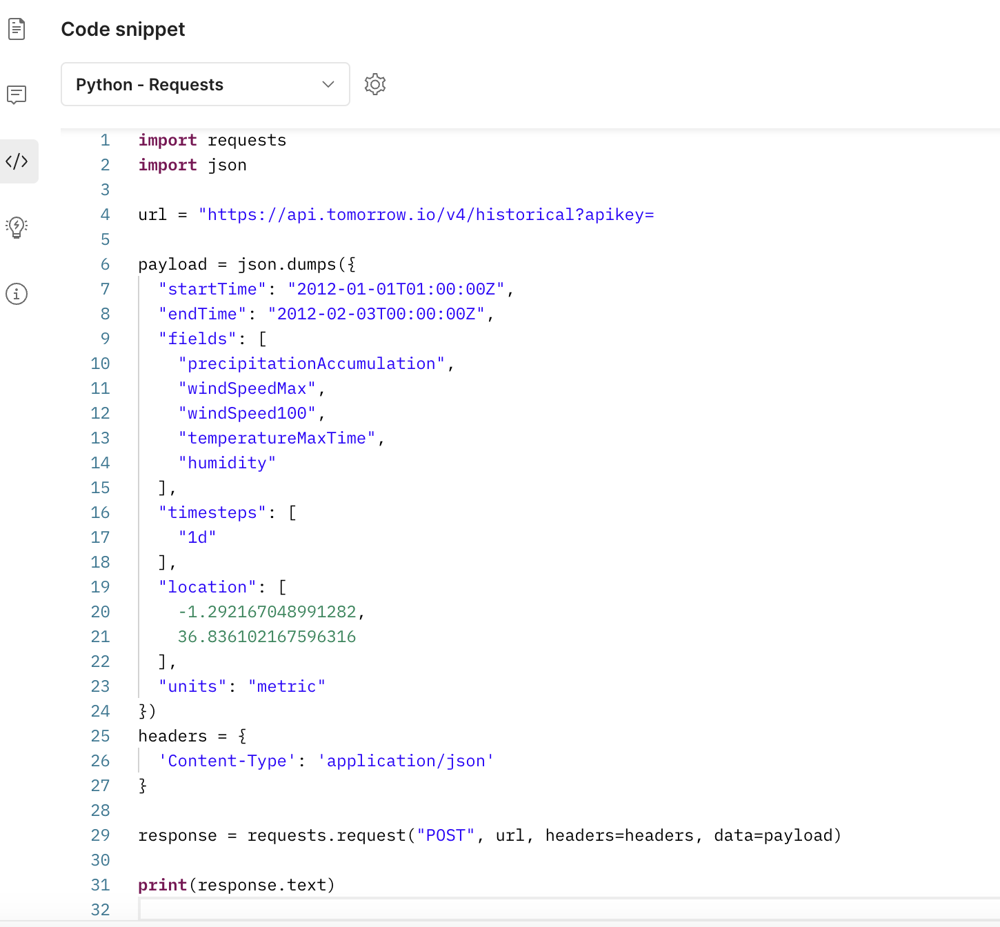 Historical API - Python example