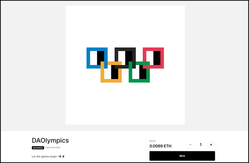 Gami’s “DAOlympics” timed open edition, one of many OE drops you can find throughout the NFT ecosystem right now