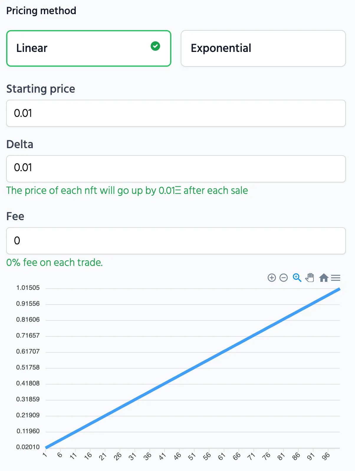 Setting the pricing details