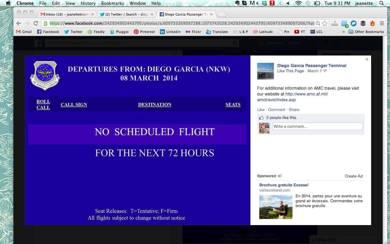 Diego Garcia NO SCHEDULED FLIGHTS credit: https://twitter.com/JustXAshton/status/1707058608205115467/photo/1