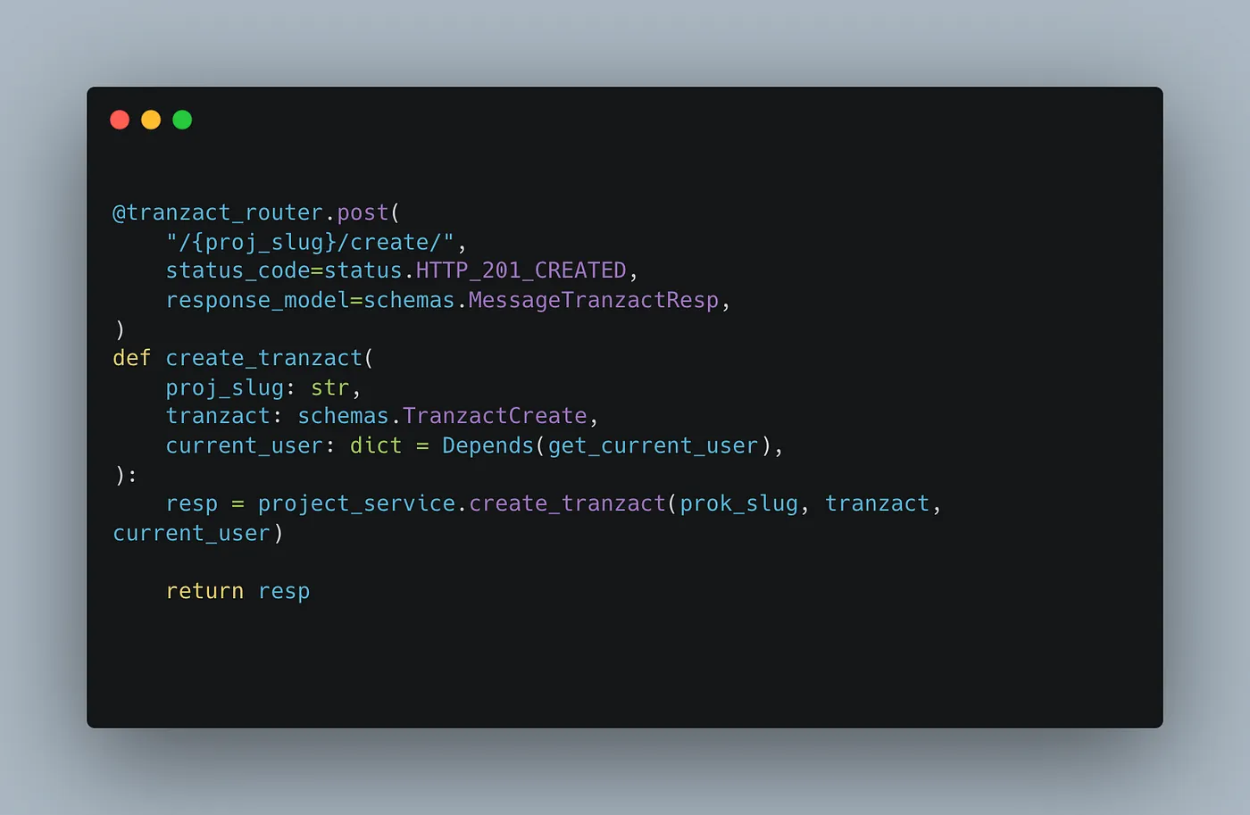 API router where routes for tranzact lives. Ideally lives in your router.py file.