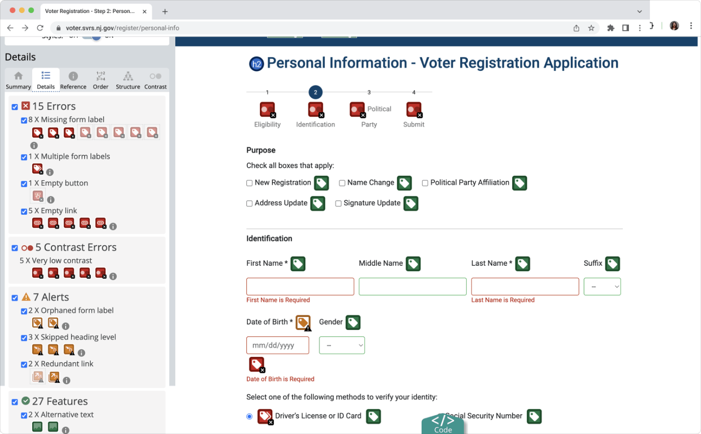  15 Missing Form Labels Identified on the New Jersey Website