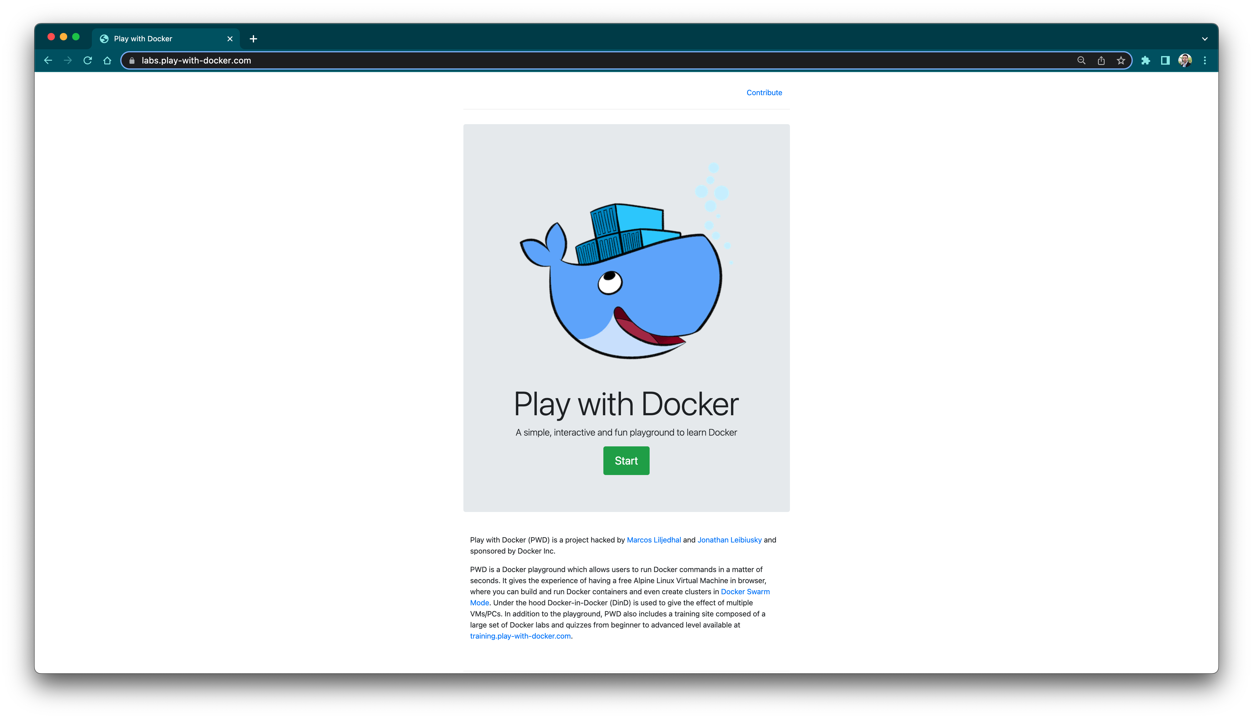 The Play With Docker website