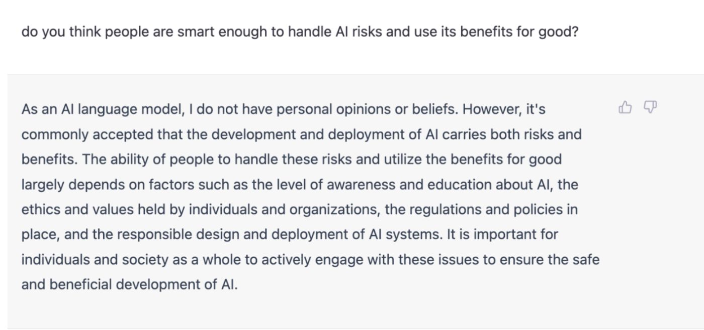 ChatGPT reply to AI risks