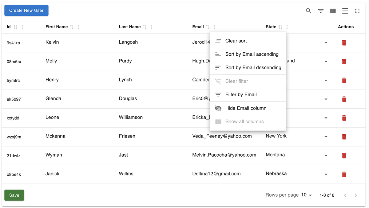 Material React Table