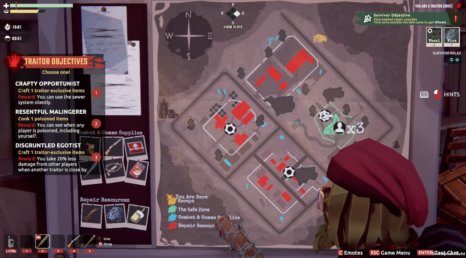 While looking over the map, this traitor has the chance to pick a side objective to guide them while sabotaging their fellow survivors