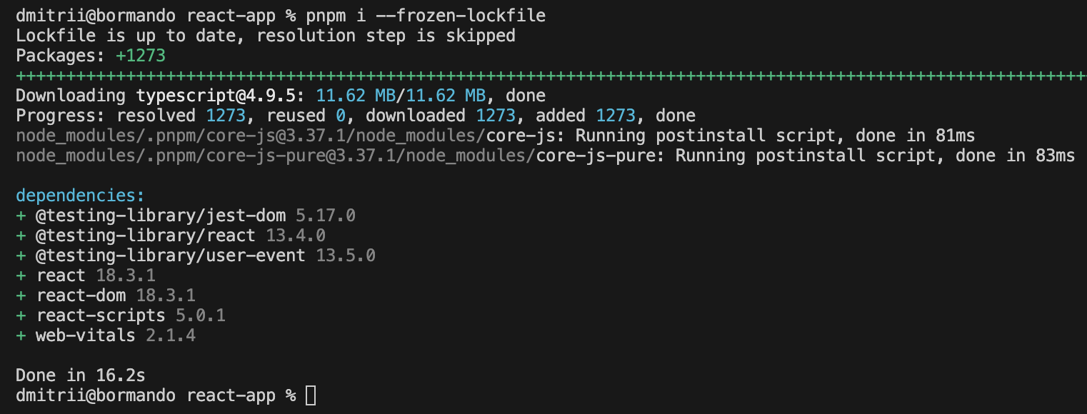 Install dependencies from pnpm-lock.yaml without global cache