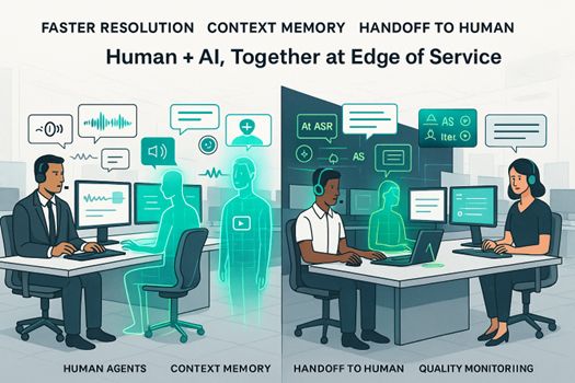 Human + AI Together at Edge of Service