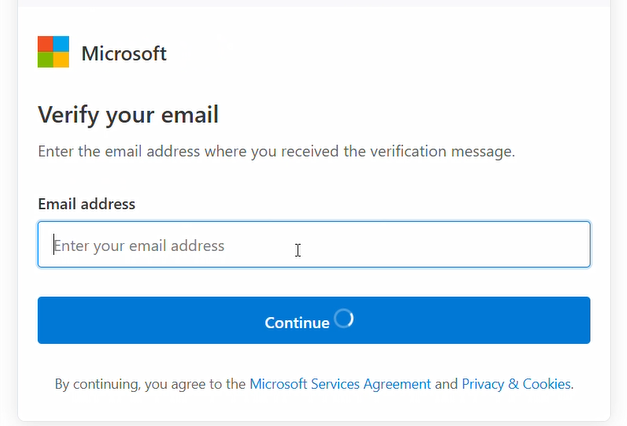 Landing page for the phishing email in question.