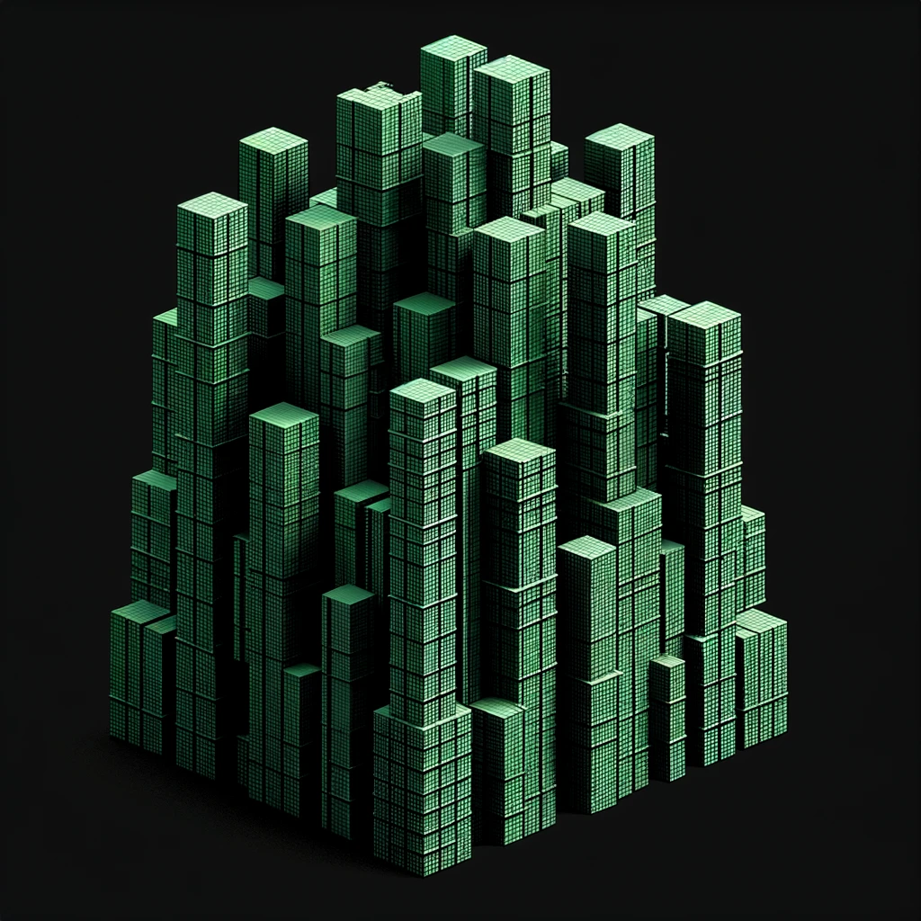 Each cube in our grid can be seen as a skyscraper within the city