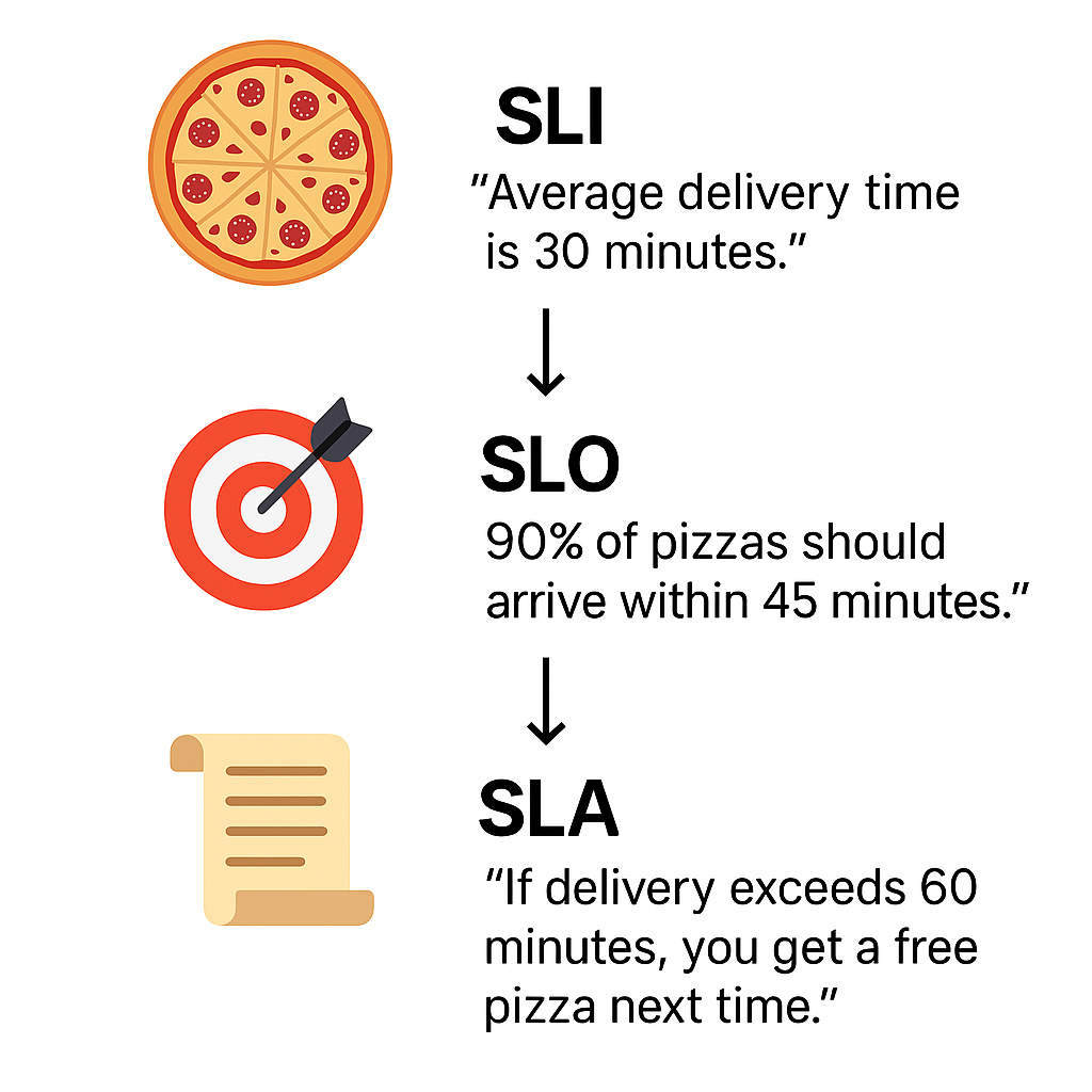 Pizza example for understanding SLI, SLO and SLA