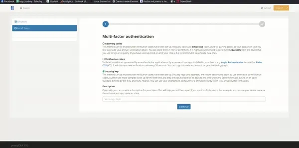 Example of registering and authentication on MUNI Unified Login